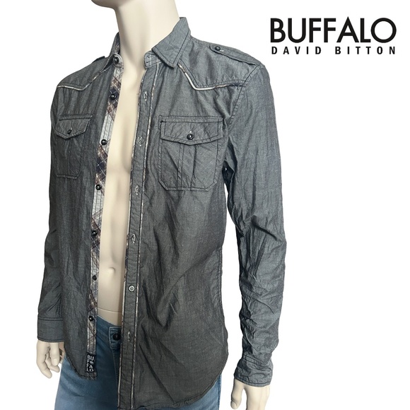 David Bitton Buffalo Shilo Cannon Combo Shirt Utility Cowboy Western Rare Y2K - Picture 1 of 16